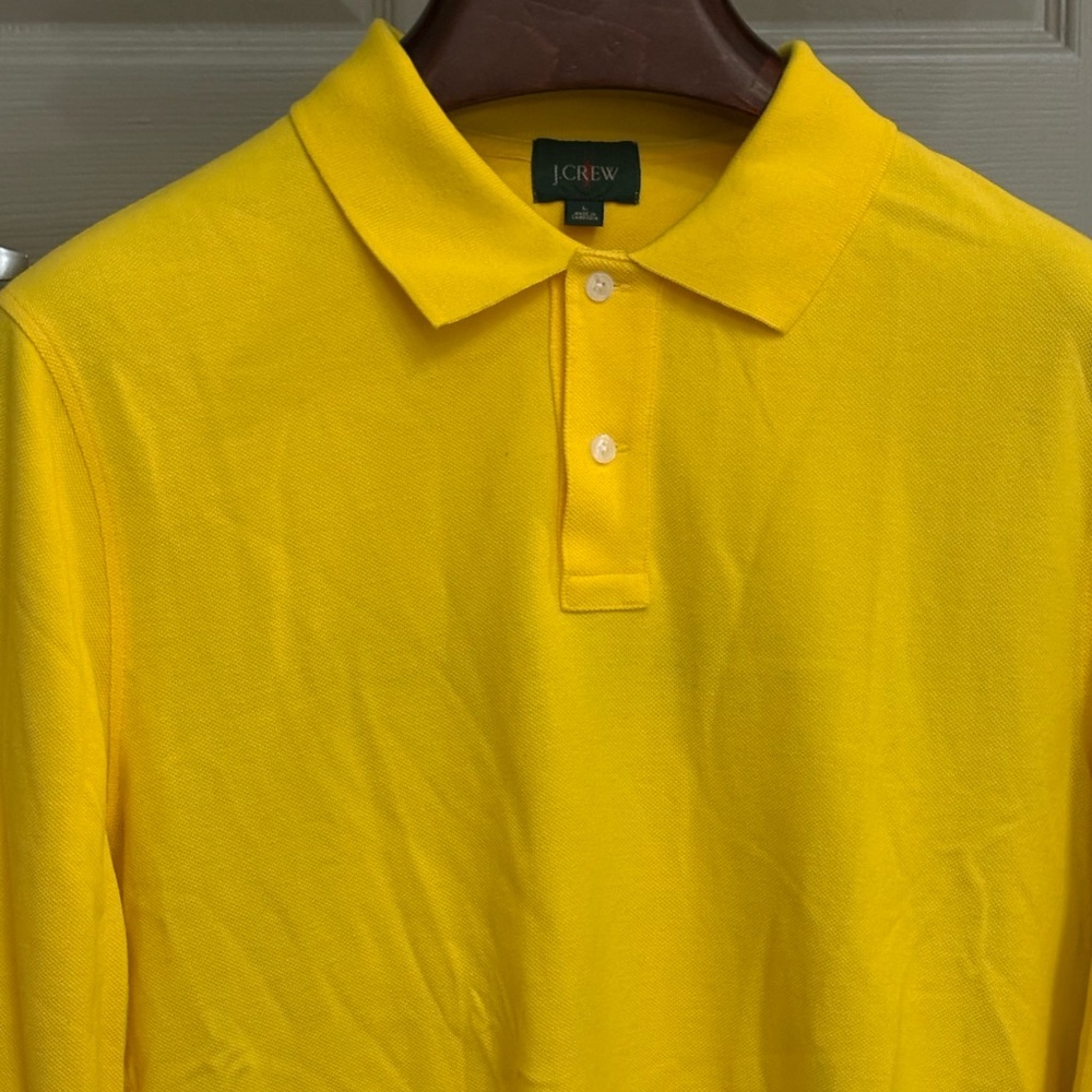 J. Crew Bright Yellow LS Cotton Polo Shirt